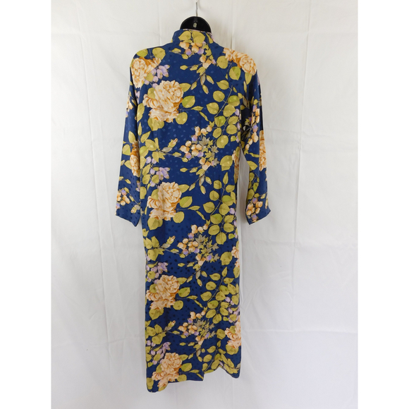 VINTAGE SILK FLORAL ASIAN KIMONO DRESS SMALL - Picture 4 of 6